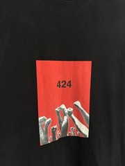 424 Black Graphic T-Shirt Mens Size M Red Box Logo Streetwear Designer Tee