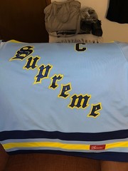Supreme Patches Hockey Jersey Light Blue/Navy/Yellow (Fire & Ice) Size XL