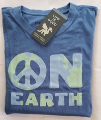 LIFE IS GOOD SS Shirt Crusher Tee PEACE ON EARTH Sign Globe Chest52in Mens XL