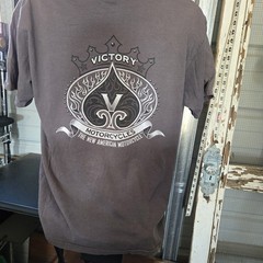 VTG Gildan Mens T-Shirt L Gray Cotton The New American Victory Motorcycles