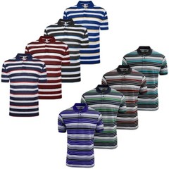 Mens Stripe Polo Pack Short Sleeve T Shirt Multi Set Casual Multipack Collar Top