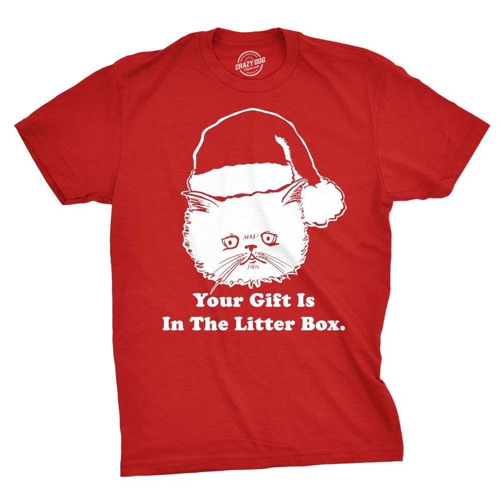Mens Gift Is In The Litter Box Funny Crazy Cat Christmas Holiday T shirt