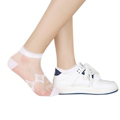 Sheer Ankle Socks for Women Girls White Lace Mesh Ankle Socks Nylon Thin Flor…