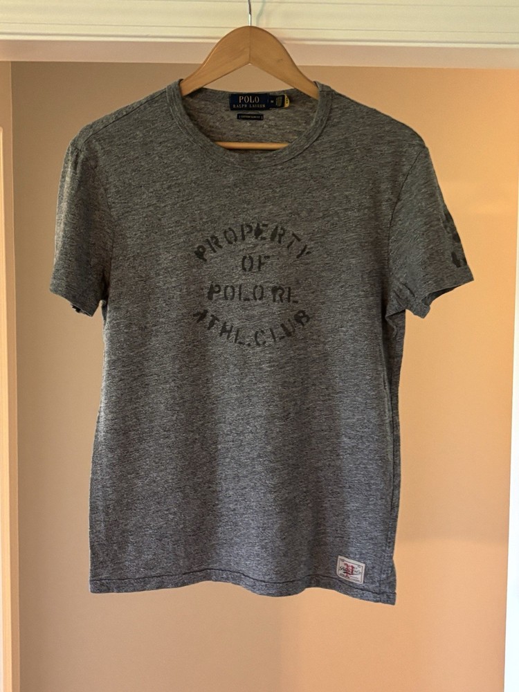 Polo Ralph Lauren Shirt Men’s Medium Heather Gray Classic Slim Fit Athl. Club