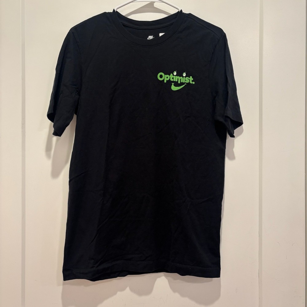 Nike Mens Just Do It Graphic T-Shirt Black Neon Green Swoosh Small AR5006-011