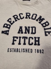 Vtg Y2K Abercrombie & Fitch T Shirt Chunky Embroidered Logo White Men’s Size XL