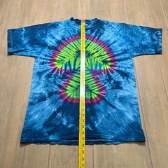 Vintage 90s T shirt All Sport Sz Large blue diamond pleated tie-dye cotton Y2K