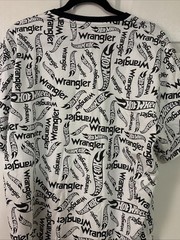 Wrangler x Hot Wheels Tee Men XL Black White All Over Print Logo Cotton