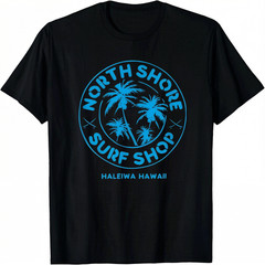 Retro Hawaiian Surf Beach Graphic Men’s T-Shirt Waikiki North Shore Style Tee