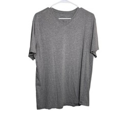 Apt 9 Shirt Men’s Large Gray V-Neck Short Sleeve Solid Basic Premier Flex Top