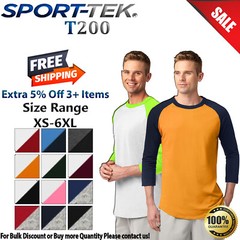 Sport-Tek T200 Mens Raglan Sleeve Colorblock Cotton Sports Jersey T-Shirt