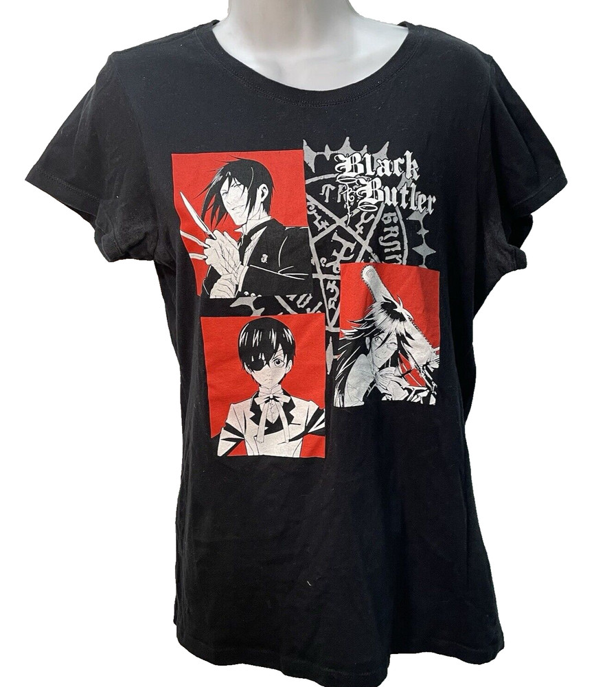 BLACK BUTLER T-Shirt S Black/Red Graphic Anime Short Sleeve Cotton