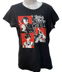 BLACK BUTLER T-Shirt S Black/Red Graphic Anime Short Sleeve Cotton