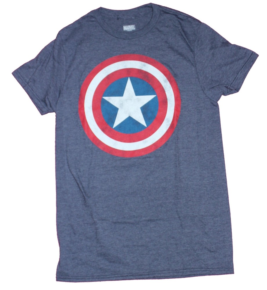 Captain America Adult New T-Shirt – Classic Distressed Shield Logo Pic