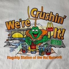 Vtg WIVK 107.7 TN Vols Network Promo Shirt Crushin It Frog Football Gildan Sz L