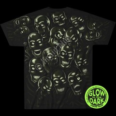 JUICY J STAY FLY-SKULL PILE-GLOWS IN DARK-Long Sleeve 2 Sided SHIRT Sz M- L RARE