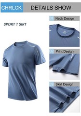 Men’s Quick Dry Sports T Shirt Breathable Running Gym Hiking Fishing Short Sleev
