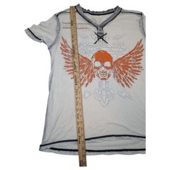Mens Surplus Brand Shirt XL Lightweight Breathable Skull Wings Cross Graphic