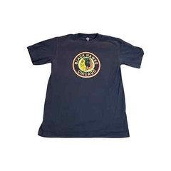 NHL Sz M 100% Cotton Chicago Black Hawks Hockey Team Shirt Black *Tiny Flaw*