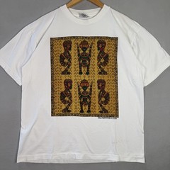 Vintage Art T Shirt Mens XL White Bali Primitive Native Hand Made Single Stitch