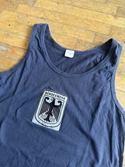 True Vintage German Army Bundeswehr Navy Tank Top Size Large With Patch