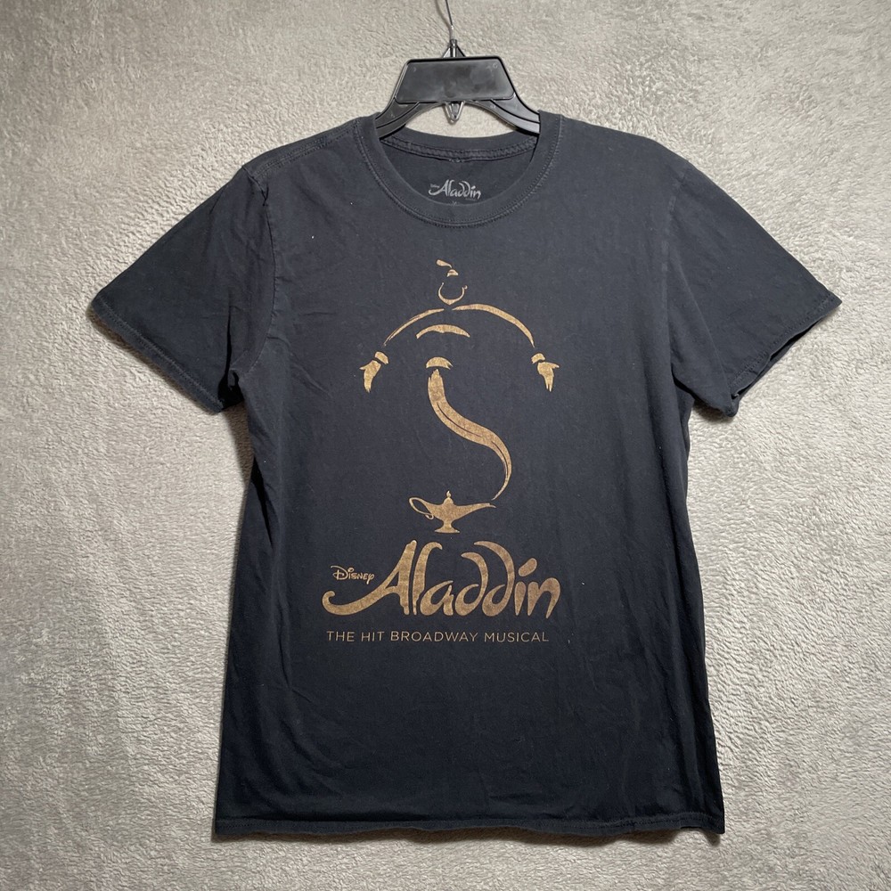 Disney Adult Aladdin Play Shirt Geometric Black Medium Cotton Short Sleeve