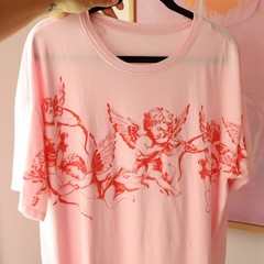 Baby Angels 100% Cotton Woman’s T Shirt Pink/Red Oversized Be My Valentine