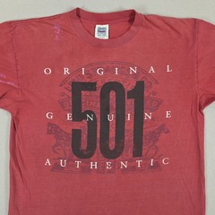 Vintage Levi’s 501 Shirt Mens XL Red Spellout Single Stitch Spellout Distressed