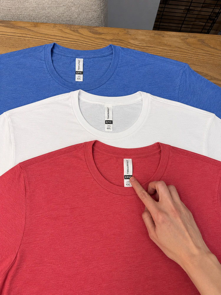 Threadfast Red, White & Blue TShirts 3 Pack – Size 2X 3X 4X 5X Patriotic Bundle