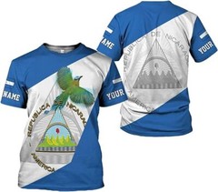 Personalized Nicaragua Shirt 3D, Nicaragua Flag Shirts, Nicaraguan Camisas T-Shi