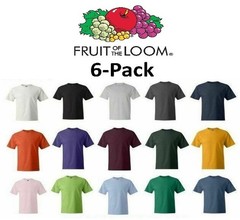 Fruit of the Loom Men’s 6 PK Iconic T-Shirts – Assorted Colors Size S to 4XL