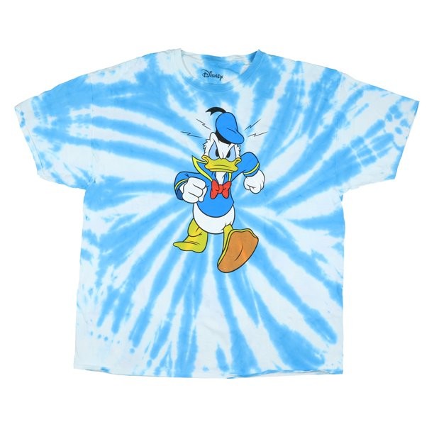 Disney Donald Duck Men’s Angry Walk Spiral Tie-Dye Blue T-Shit New