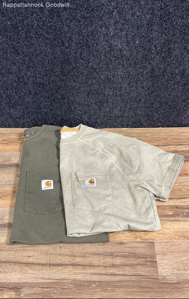 Carhartt Men’s Relaxed Fit Force Midweight Pocket T-Shirt Lot of 2 Green Tan M