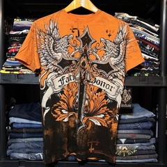 Archaic Faith and Honor Winged Skull AOP Graphic T-Shirt Size M