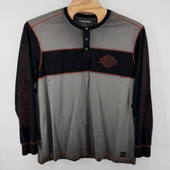 Harley-Davidson Henley Men’s 3XL Gray Black Long Sleeve Graphic Biker Shirt