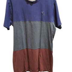 Vtg Y2k Abercrombie & Fitch Mens L Colorblock Tri Color Tee T Shirt Moose Preppy