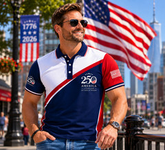 250th Anniversary Patriotic Polo Mens United States Of America 1776-2026 (S-5XL)