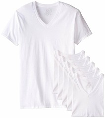 Fruit of the Loom Men’s Tucked V-Neck T-Shirt 5-PACK (White, 3X-Large)