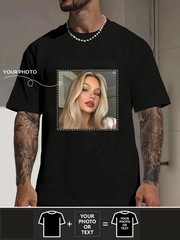 Customizable Men’S T-Shirt – Add Your Own Photo/Pattern Design Machine Washable