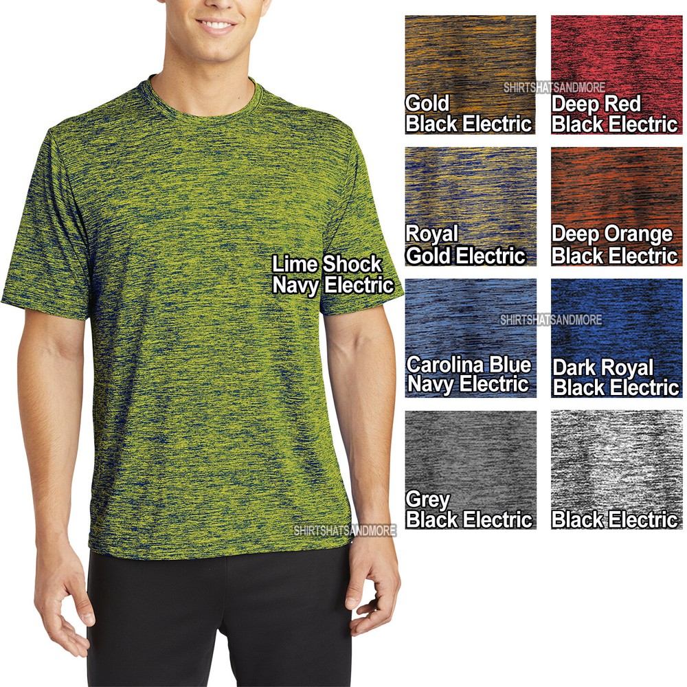 Mens Heather Moisture Wicking T-Shirt Fit Workout Exercise XS-XL 2XL 3XL 4XL NEW