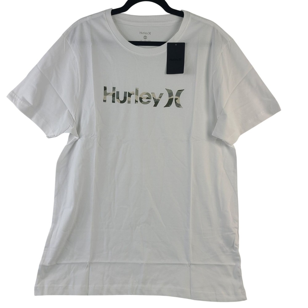NEW Hurley Men’s Camo O&O Graphic Tee White Short Sleeve Sz XL Cotton Blend