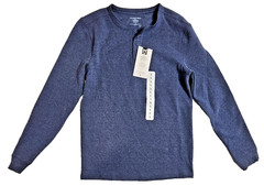 Shirt Blue Thermal Henley Long Sleeve Stretch Men’s S By Member’s Mark