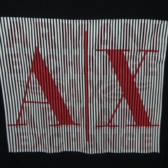 ARMANI EXCHANGE Black White Red Medium BOX LOGO Short Sleeve Designer T-shirt