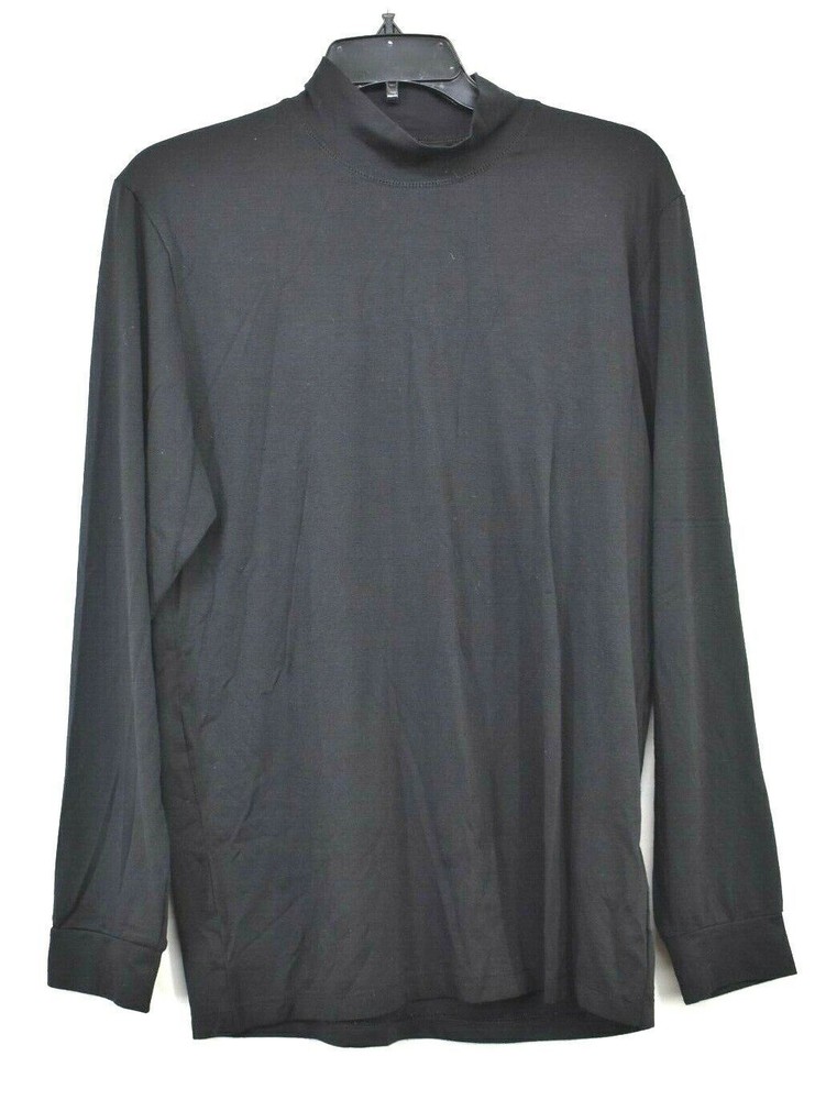 32 Degrees Heat Mens Black High Neck Stretch Comfort-Fit Long Sleeve T-Shirt M