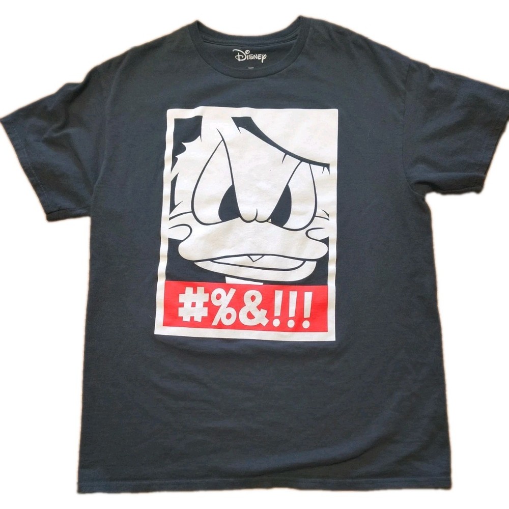 Disney Angry Swearing Cursing Donald Duck Graphic T Shirt Large