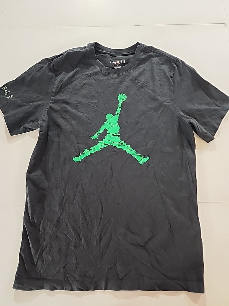 Nike Air Jordan Jumpman Logo Tee Mens T-Shirt Black Green Size L Sportswear Top