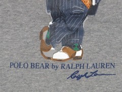 POLO RALPH LAUREN Mens BIG & TALL Football Bear Hoodie T-Shirt Tee, HEATHER GRAY