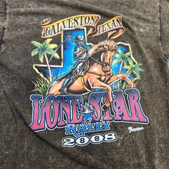 Vintage 2008 Lone Star Rally Galveston Texas Biker T-Shirt Brown Acid Wash L