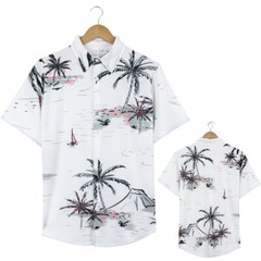 Button Down Shirts Men Black White Hawaiian Dress Short Sleeve Party Up Soft Tee