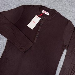 Orlebar Brown Shirt Men Small Truffle Brown Harrison Cashmere Henley T Tee NEW